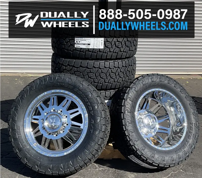 24X8.25 American Force Db04 Clutch Polished Pre-99 Ford Dually Wheels 8X6.5 Set Of 6 (Fits Up To 12.50 Tire) 2