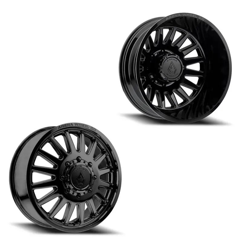 24X8.25 Arena A110 Rival Glossy Black 11-Up Gm Dually Wheels 8X210 Set Of 6 (Fits Up To 12.50 Tire) 1