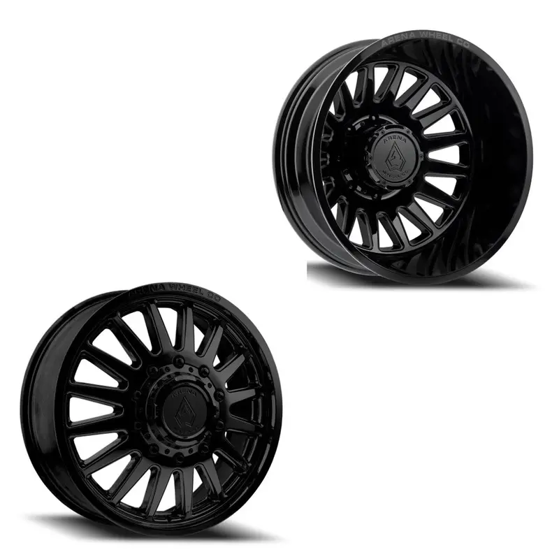 24X8.25 Arena A110 Rival Glossy Black Ford/Dodge Dually Wheels 10X225 Set Of 6 (Fits Up To 12.50 Tire) 1