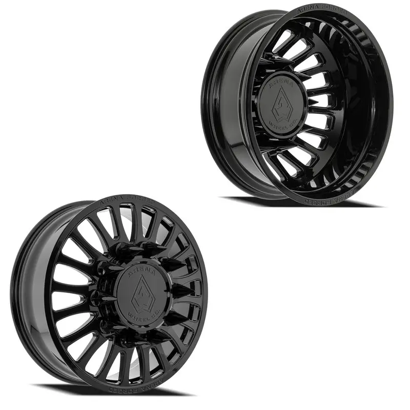 24X8.25 Arena Af103 Shoreline Glossy Black Ford/Dodge Forged Dually Wheels 10X225 Set Of 6 (Fits Up To 13.50 Tire) 1