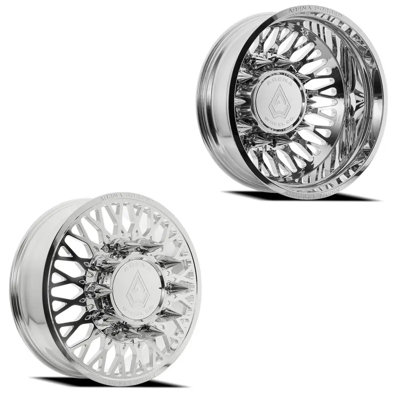 24X8.25 Arena Af104 Stealth Milled And Polished 05-Up Ford 19-Up Dodge Forged Dually Wheels 8X200 Set Of 6 (Fits Up To 13.50 Tire) 1