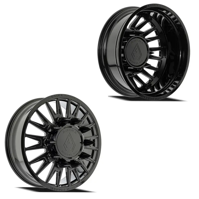 24X8.25 Arena Af105 Imperial Glossy Black Ford/Dodge Forged Dually Wheels 10X225 Set Of 6 (Fits Up To 13.50 Tire) 1
