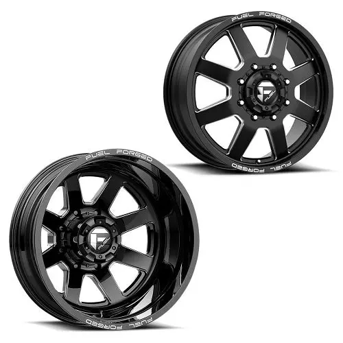 24X8.25 Fuel Forged Ff09d Black Milled 11-Up Gm Dually Wheels 8X210 Set Of 6 (Fits Up To 12.50 Tire) 1