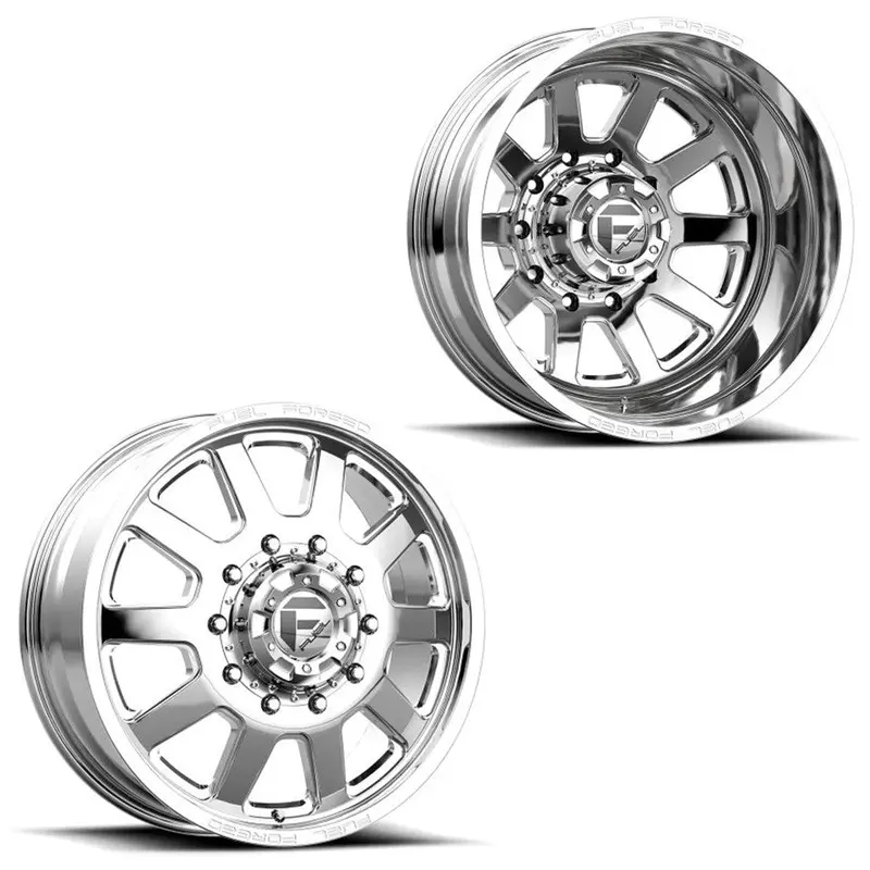 24X8.25 Fuel Forged Ff09d Polished Ford F-450/F-550 Dodge 4500/5500 Dually Wheels 10X225 Set Of 6 (Fits Up To 13.50 Tire) 1