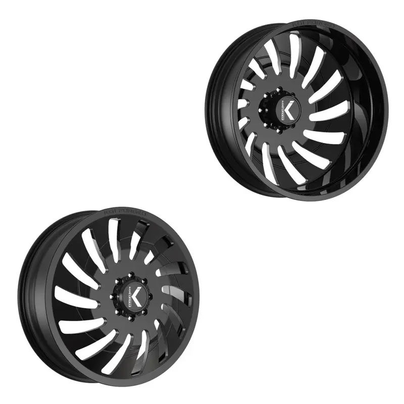 24X8.25 Kg1 Forged Kd005 Razor Directional Gloss Black 05-Up Ford 19-Up Dodge Directional Dually Wheel 8X200 Set Of 6 (Fits Up To 12.50 Tire) 1