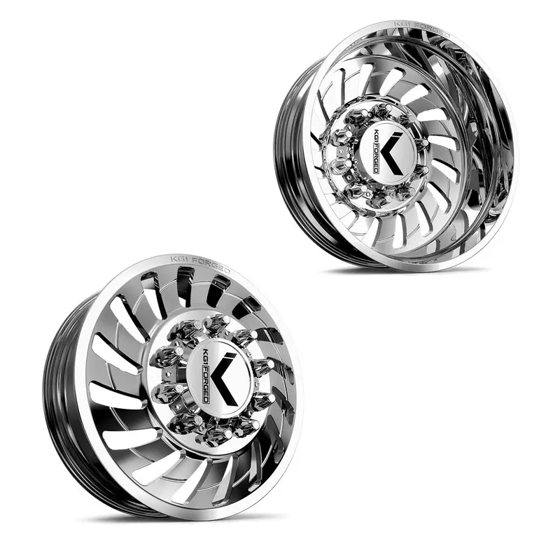 24X8.25 Kg1 Forged Kd005 Razor Polished Ford F-450/F-550 Dodge 4500/5500 Directional Dually Wheel 10X225 Set Of 6 (Fits Up To 12.50 Tire) 1