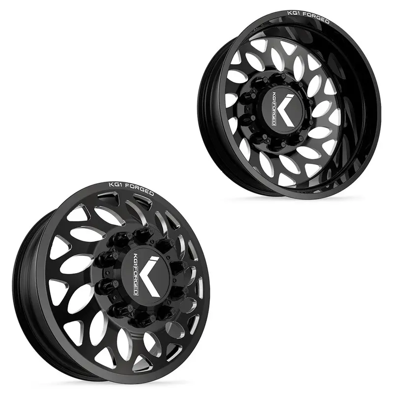 24X8.25 Kg1 Forged Kd007 Lotus Gloss Black Premium Milled Pre-11 Gm Pre-19 Dodge Directional Dually Wheels 8X6.5 Set Of 6 (Lug Nuts/Adapters Included) Fits Up To 13.50 Tire 1