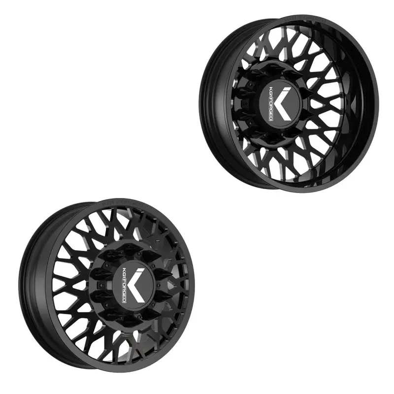 24X8.25 Kg1 Forged Kd019 Torture-D Gloss Black 99-04 Ford Dually Wheels 8X170 Set Of 6 (Lug Nuts/Adapters Included) Fits Up To 13.50 Tire 1