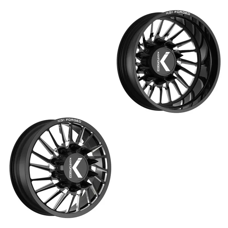 24X8.25 Kg1 Forged Kd038 Javelin-D Gloss Black Premium Milled Pre-11 Gm Pre-19 Dodge Directional Dually Wheels 8X6.5 Set Of 6 (Lug Nuts/Adapters Included) Fits Up To 13.50 Tire 1