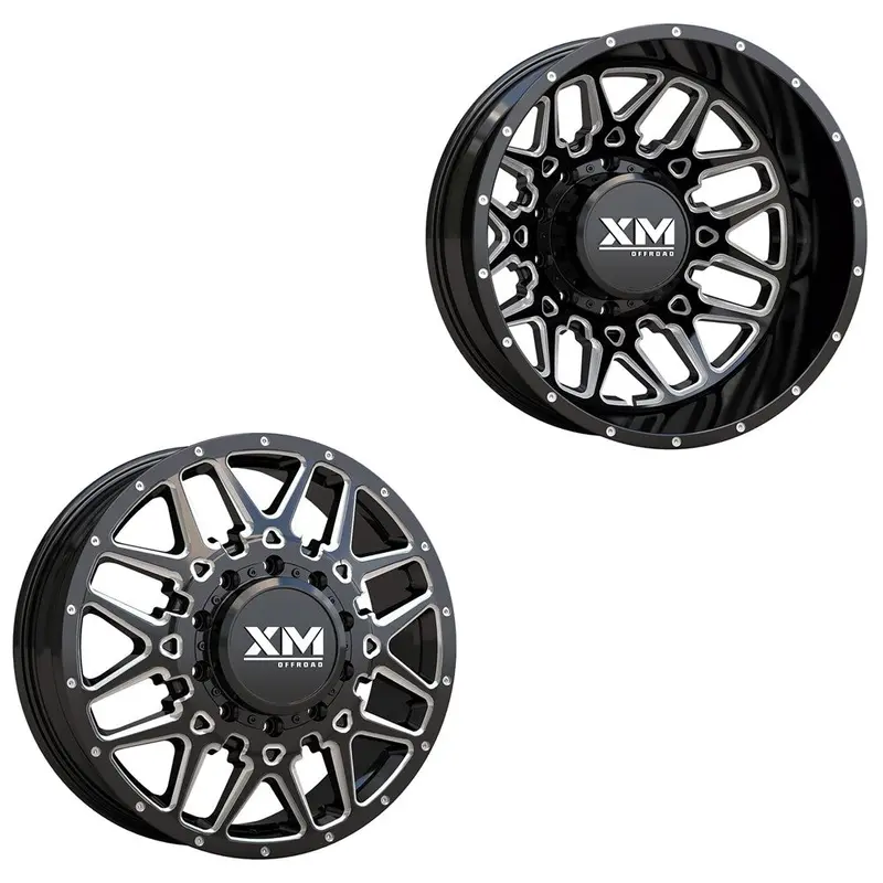24X8.25 Xm Off-Road Xm-900 Black Milled Pre-11 Gm Dually Wheels 8X6.5 Set Of 6 (Fits Up To 12.50 Tire) 1