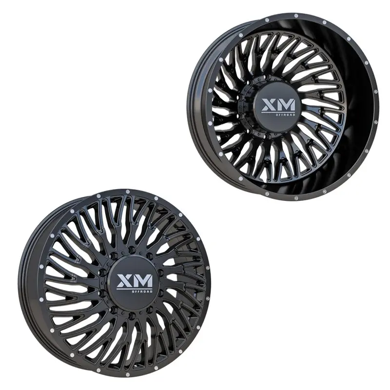 24X8.25 Xm Off-Road Xm-901 Gloss Black Pre-11 Gm Pre-19 Dodge Dually Wheels 8X6.5 Set Of 6 (Fits Up To 12.50 Tire) 1