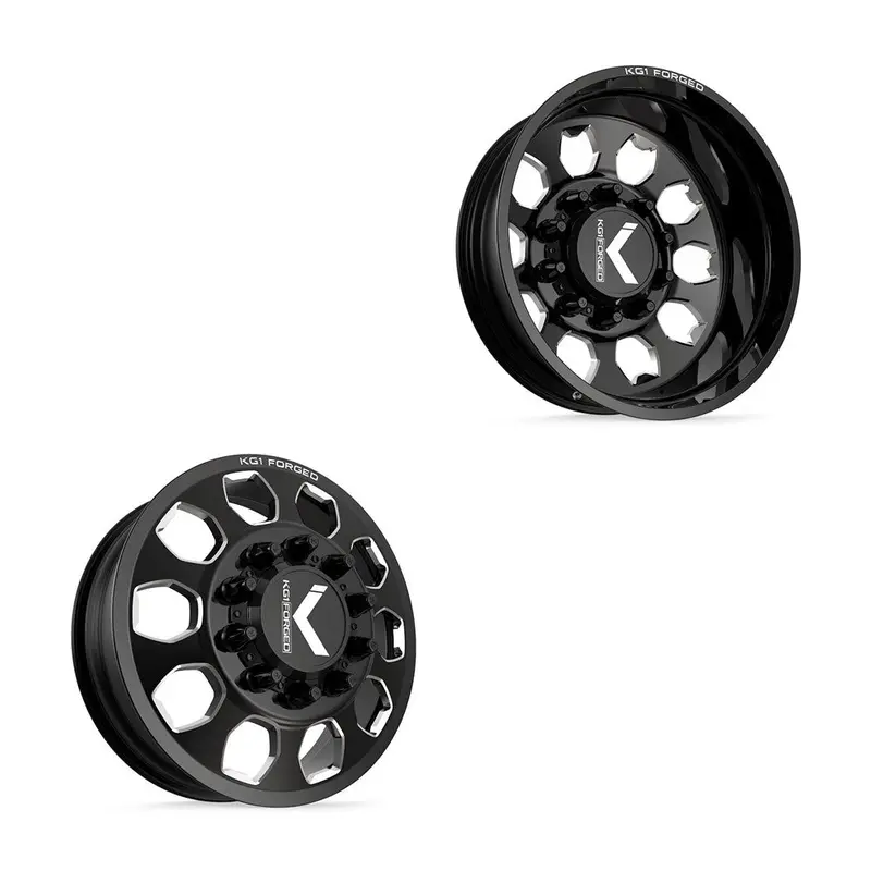 26X8.25 Kg1 Forged Kd003 Sarge Gloss Black Premium Milled Ford F-450/F-550 Dodge 4500/5500 Dually Wheels 10X225 Set Of 6 (Lug Nuts/Adapters Included) Fits Up To 13.50 Tire 1