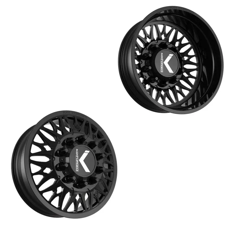 26X8.25 Kg1 Forged Kd014 Trident-D Gloss Black 99-04 Ford Dually Wheels 8X170 Set Of 6 (Lug Nuts/Adapters Included) Fits Up To 13.50 Tire 1