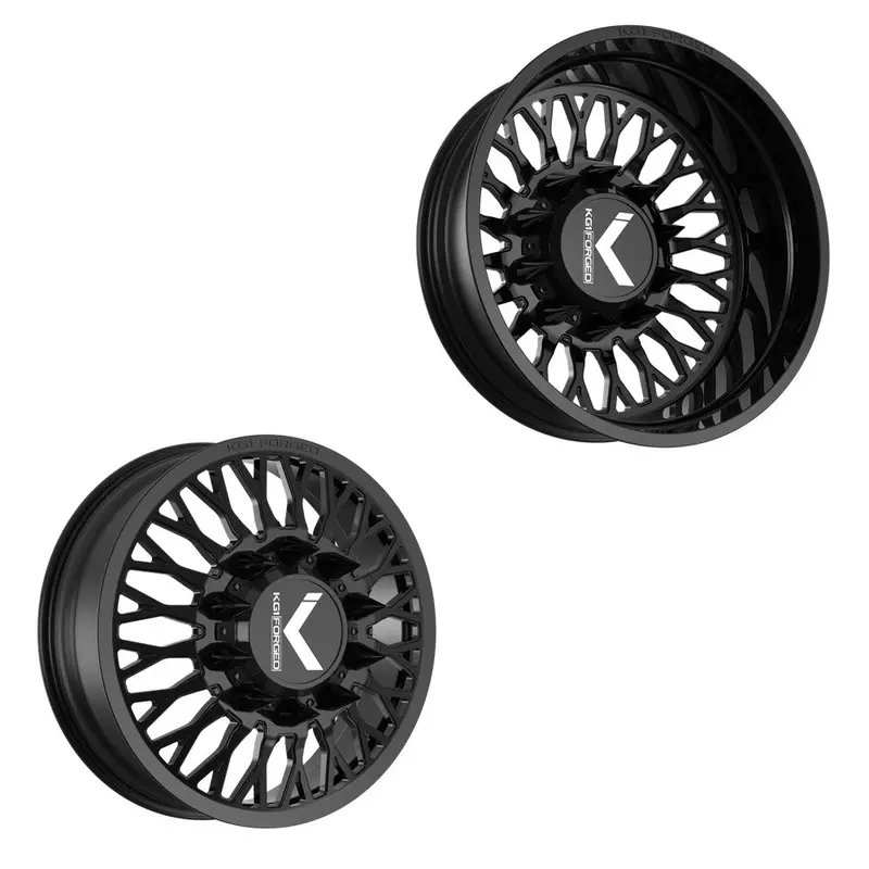 26X8.25 Kg1 Forged Kd049 Jacked-D Gloss Black 05-Up Ford Dually Wheels 8X200 Set Of 6 (Lug Nuts/Adapters Included) Fits Up To 13.50 Tire 1