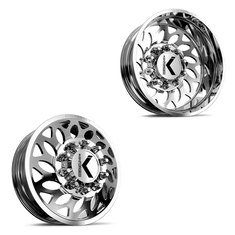 30X8.25 Kg1 Forged Kd007 Lotus Polished Milled Ford F-450/F-550 Dodge 4500/5500 Directional Dually Wheels 10X225 Set Of 6 (Lug Nuts/Adapters Included) Fits Up To 13.50 Tire 1