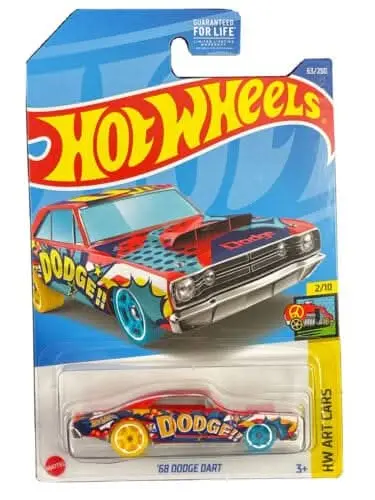 Collectable Carded Hot Wheels - 1968 Dodge Dart - Red Art Car 1