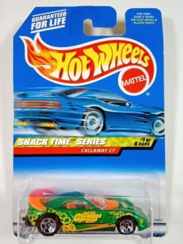 Collectable Carded Hot Wheels 2000 - Callaway C7 - Green Snack Time Series 1