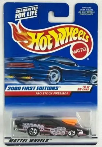 Collectable Carded Hot Wheels 2000 - First Edition - Pro Stock Firebird - Black And Orange Kaboom 1