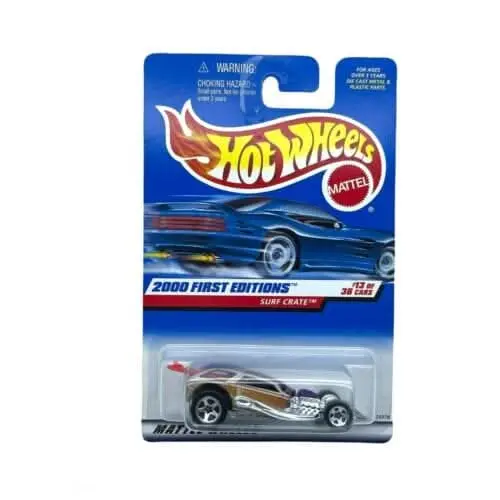 Collectable Carded Hot Wheels 2000 - First Edition - Surf Crate - Purple Woody 1