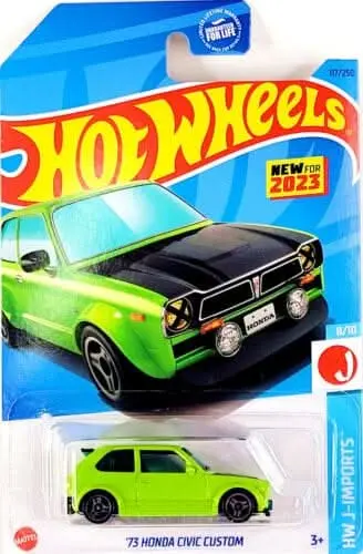 Collectable Carded Hot Wheels 2022 - 1973 Honda Civic Custom - Green 1
