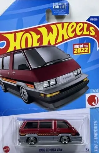 Collectable Carded Hot Wheels 2022 - 1986 Toyota Van - Red And Gray 1