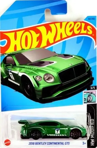 Collectable Carded Hot Wheels 2023 - 2018 Bentley Continental Gt3 - Green And White 7 1
