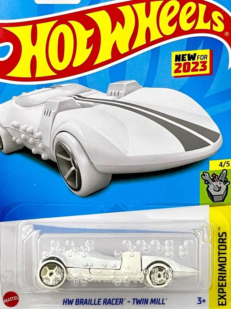 Collectable Carded Hot Wheels 2023 - Braille Racer - White 1