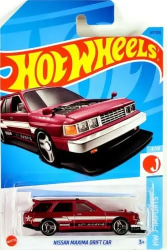 Collectable Carded Hot Wheels 2023 - Nissan Maxima Drift Car - Dark Red And White 1