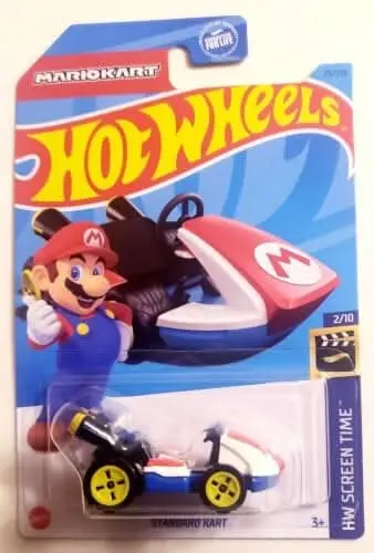 Collectable Carded Hot Wheels 2023 - Standard Kart - Mario Kart White, Blue And Red 1