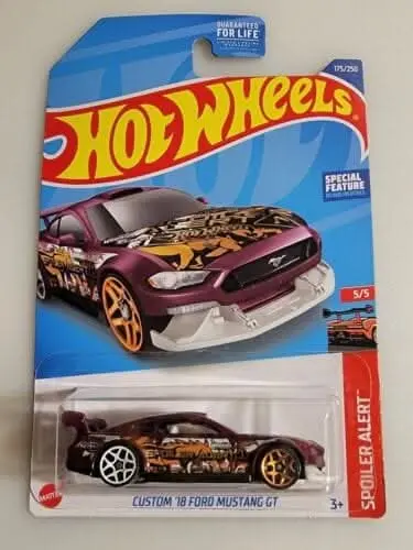 Collectable Carded Hot Wheels - Custom 2018 Mustang Gt - Dark Red Spoiler Alert 1