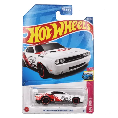 Collectable Carded Hot Wheels - Dodge Challenger Drift Car - White And Red 426 Mopar 1