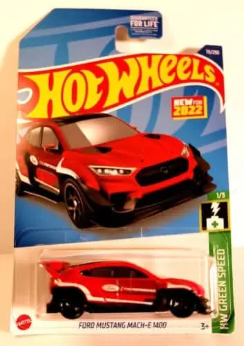 Collectable Carded Hot Wheels - Ford Mustang Mach-E 1400 - Red, Black And White 1