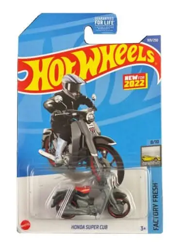 Collectable Carded Hot Wheels - Honda Super Cub Motorcycle - Black And Red 1