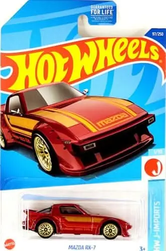 Collectable Carded Hot Wheels - Mazda Rx-7 - Dark Red And Gold 1