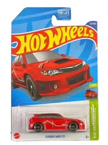 Collectable Carded Hot Wheels - Subaru Wrx Sti - Red And White 1