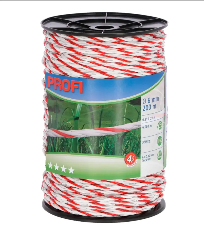 Corral Profi Fencing Rope 6Mm X 200M (White/Red) 1