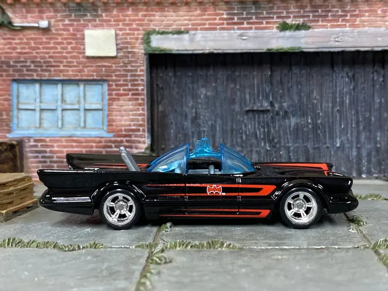 Custom Hot Wheels - 1960'S Tv Series Batmobile - Black And Red - American Racing Wheels - Rubber Tires 1