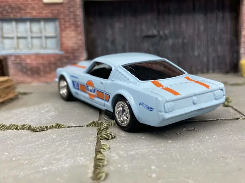 Custom Hot Wheels 1965 Ford Mustang Fastback In Gulf Blue With Chrome American Racing Wheels With Rubber Tires 2
