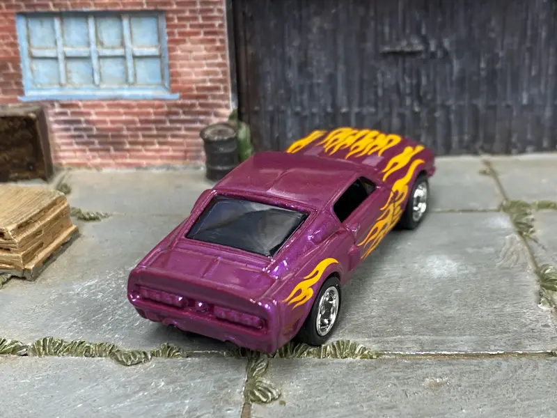 Custom Hot Wheels - 1966 Ford Mustang Shelby Gt 500 - Purple With Flames - Chrome American Racing Wheels - Rubber Tires 2