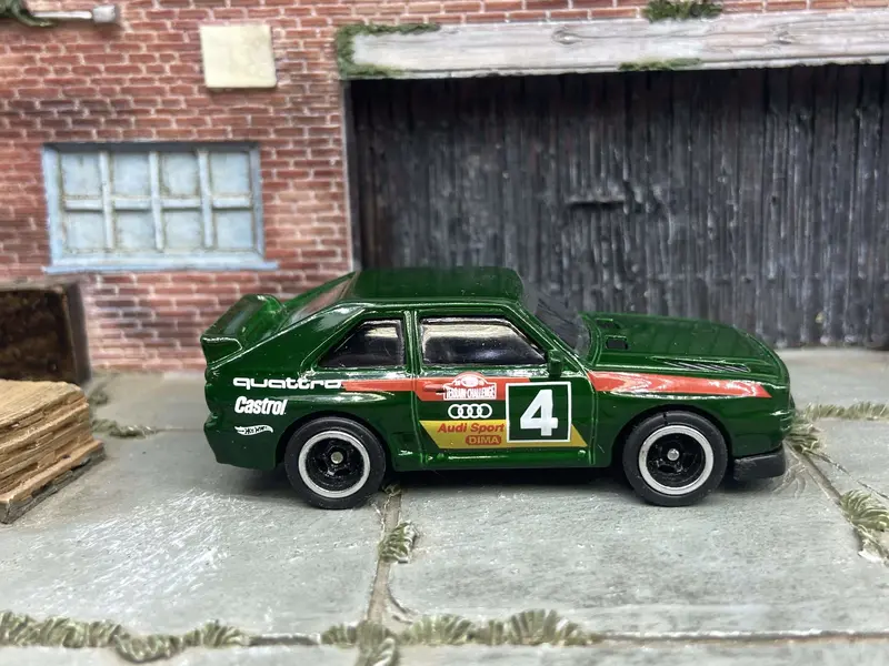 Custom Hot Wheels 1984 Audi Sport Quarto In Green With Black And Chrome 5 Spoke Wheels With Rubber Tires 1