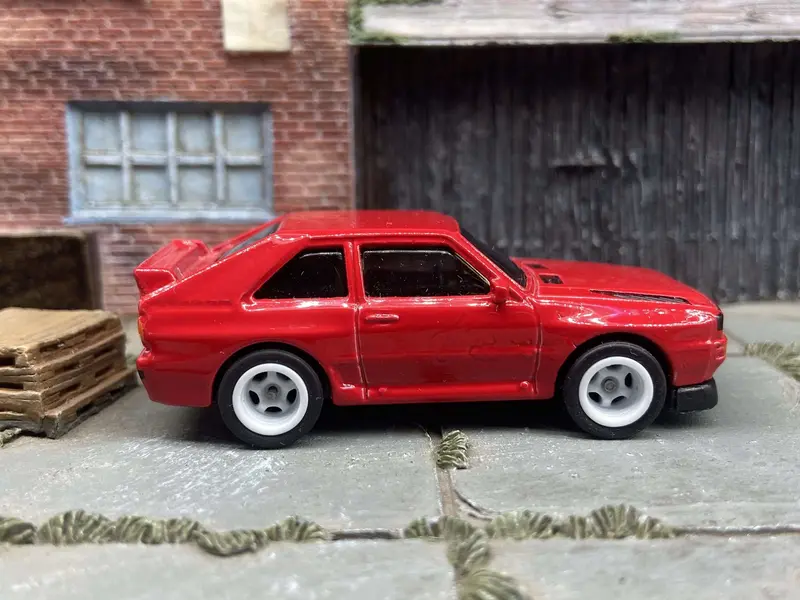 Custom Hot Wheels 1984 Audi Sport Quatro In Red With White 5 Spoke Deep Dish Wheels With Rubber Tires 1