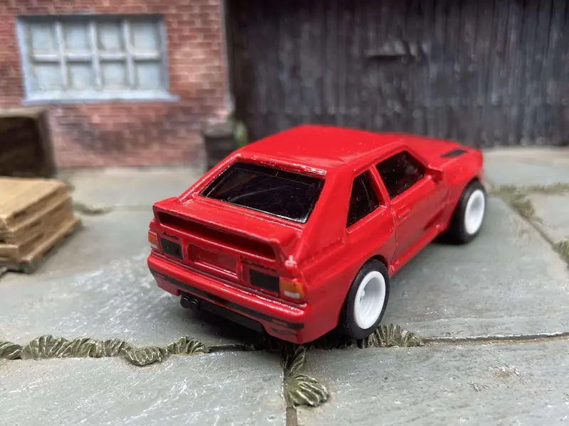 Custom Hot Wheels 1984 Audi Sport Quatro In Red With White 5 Spoke Deep Dish Wheels With Rubber Tires 2