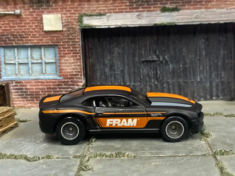 Custom Hot Wheels - 2013 Copo Camaro - Custom Satin Clearcoat Black And Orange - Gray And Chrome Smoothie Wheels - Rubber Tires 1