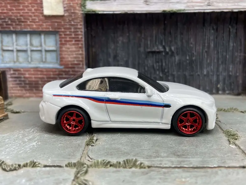 Custom Hot Wheels 2016 Bmw M2 In Red White And Blue With Red 6 Spoke Wheels With Rubber Tires 1
