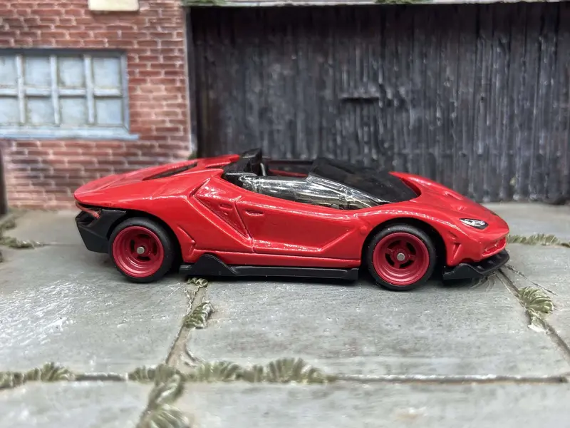 Custom Hot Wheels - 2016 Lamborghini Centenario Roadster - Red - Red 4 Spoke Wheels - Rubber Tires 1