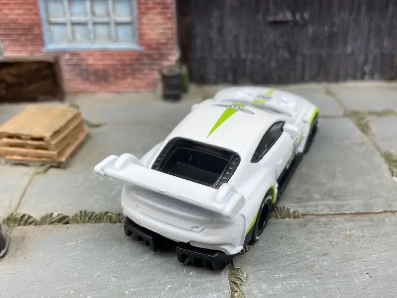 Custom Hot Wheels 2018 Bentely Continental Gt3 In Satin White And Green With Black Track Wheels With Yokohama Rubber Tires 2
