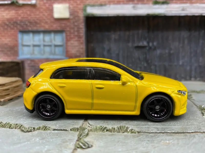 Custom Hot Wheels - 2019 Mercedes-Benz A-Class - Yellow And Black - Black 6 Spoke Wheels - Rubber Tires 1