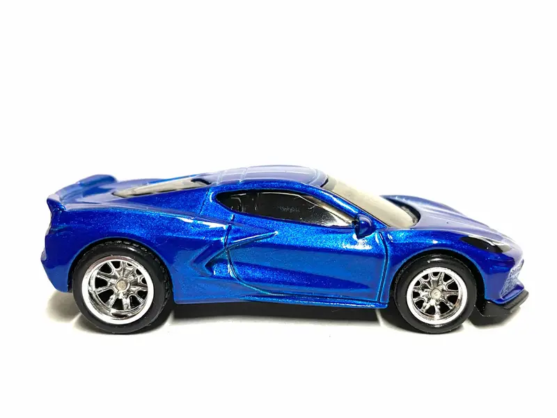 Custom Hot Wheels - 2020 Chevy Corvette - Blue - Chrome Bbs Wheels - Rubber Tires 1