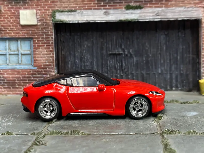 Custom Hot Wheels - 2023 Nissan Z - Red - Chrome 4 Spoke Wheels - Rubber Tires 1