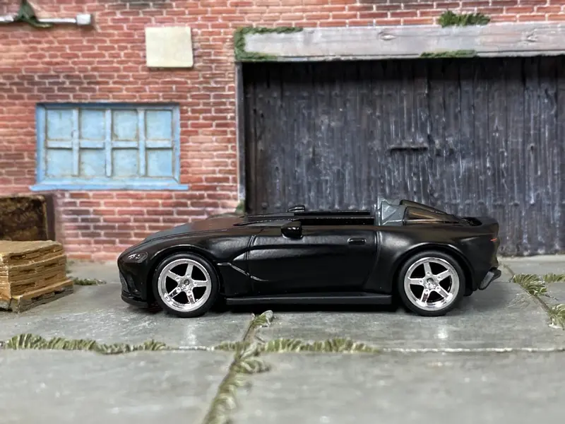 Custom Hot Wheels - Aston Martin V12 Speedster - Satin Black - Chrome Race Wheels - Rubber Tires 1